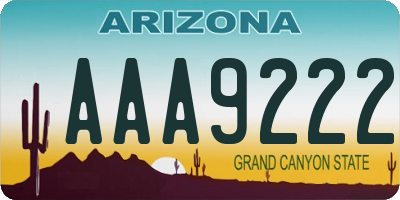 AZ license plate AAA9222