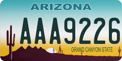 AZ license plate AAA9226