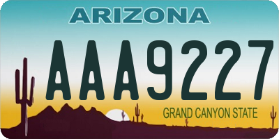 AZ license plate AAA9227