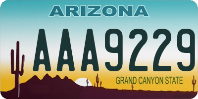 AZ license plate AAA9229