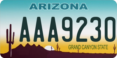 AZ license plate AAA9230