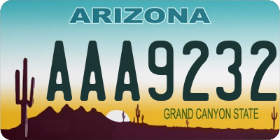 AZ license plate AAA9232