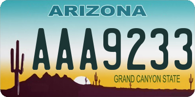 AZ license plate AAA9233