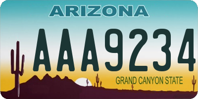 AZ license plate AAA9234