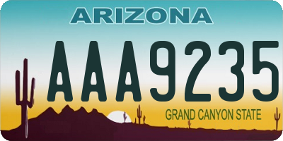 AZ license plate AAA9235