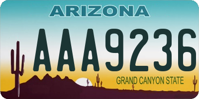 AZ license plate AAA9236