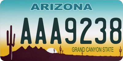 AZ license plate AAA9238