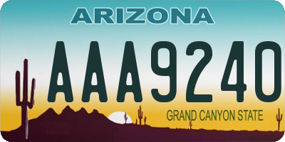 AZ license plate AAA9240