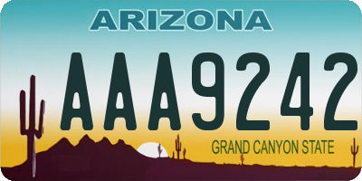 AZ license plate AAA9242