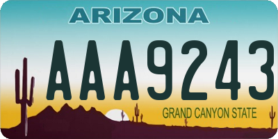 AZ license plate AAA9243