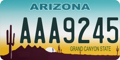 AZ license plate AAA9245