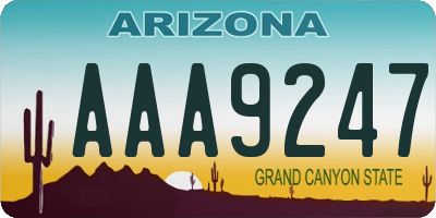 AZ license plate AAA9247