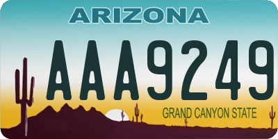 AZ license plate AAA9249