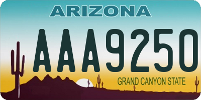 AZ license plate AAA9250