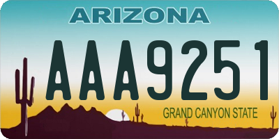 AZ license plate AAA9251