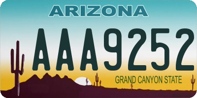 AZ license plate AAA9252