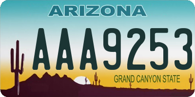 AZ license plate AAA9253