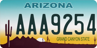 AZ license plate AAA9254