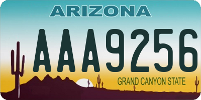 AZ license plate AAA9256