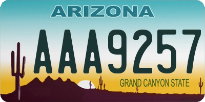 AZ license plate AAA9257