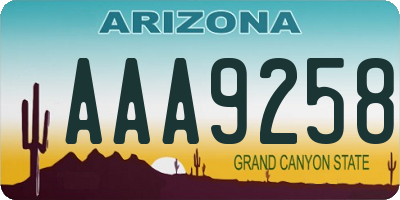 AZ license plate AAA9258