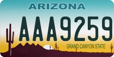 AZ license plate AAA9259
