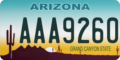 AZ license plate AAA9260