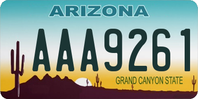 AZ license plate AAA9261