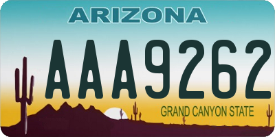 AZ license plate AAA9262