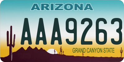 AZ license plate AAA9263