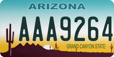 AZ license plate AAA9264