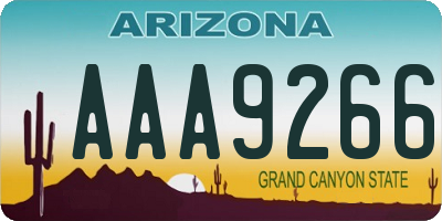 AZ license plate AAA9266