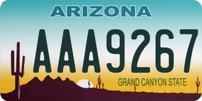 AZ license plate AAA9267