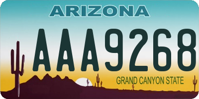 AZ license plate AAA9268