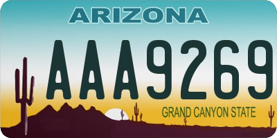 AZ license plate AAA9269