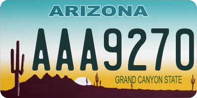 AZ license plate AAA9270