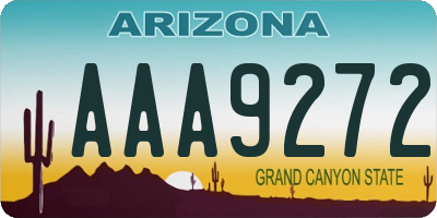 AZ license plate AAA9272