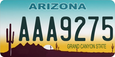 AZ license plate AAA9275