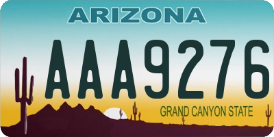 AZ license plate AAA9276