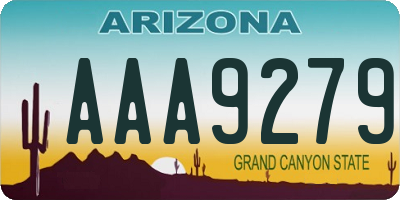 AZ license plate AAA9279