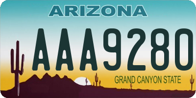 AZ license plate AAA9280