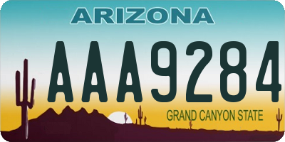 AZ license plate AAA9284