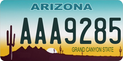 AZ license plate AAA9285