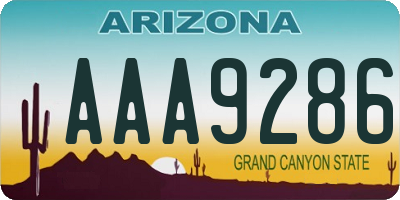 AZ license plate AAA9286