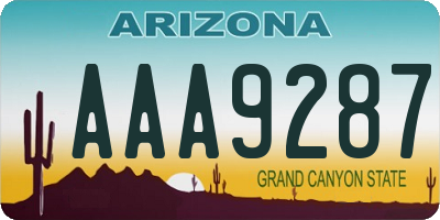 AZ license plate AAA9287