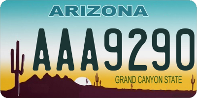AZ license plate AAA9290