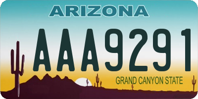 AZ license plate AAA9291