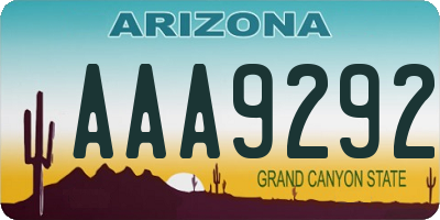 AZ license plate AAA9292