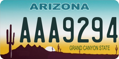 AZ license plate AAA9294