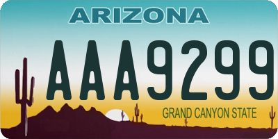 AZ license plate AAA9299